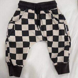 Black & Cream Checkered Kids Joggers